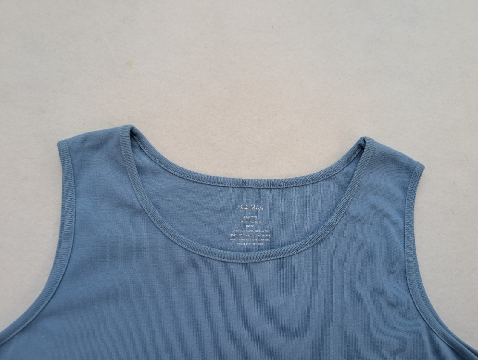 Studio Works Women’s Tank Top Size L Blue Sleeveless Stretch Knit NEW