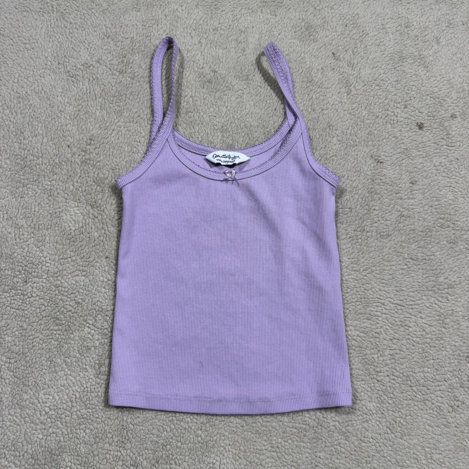 Miss Selfridge Top Womens 4 Lavender Purple Bow Accent Tank Top Cropped Pullover