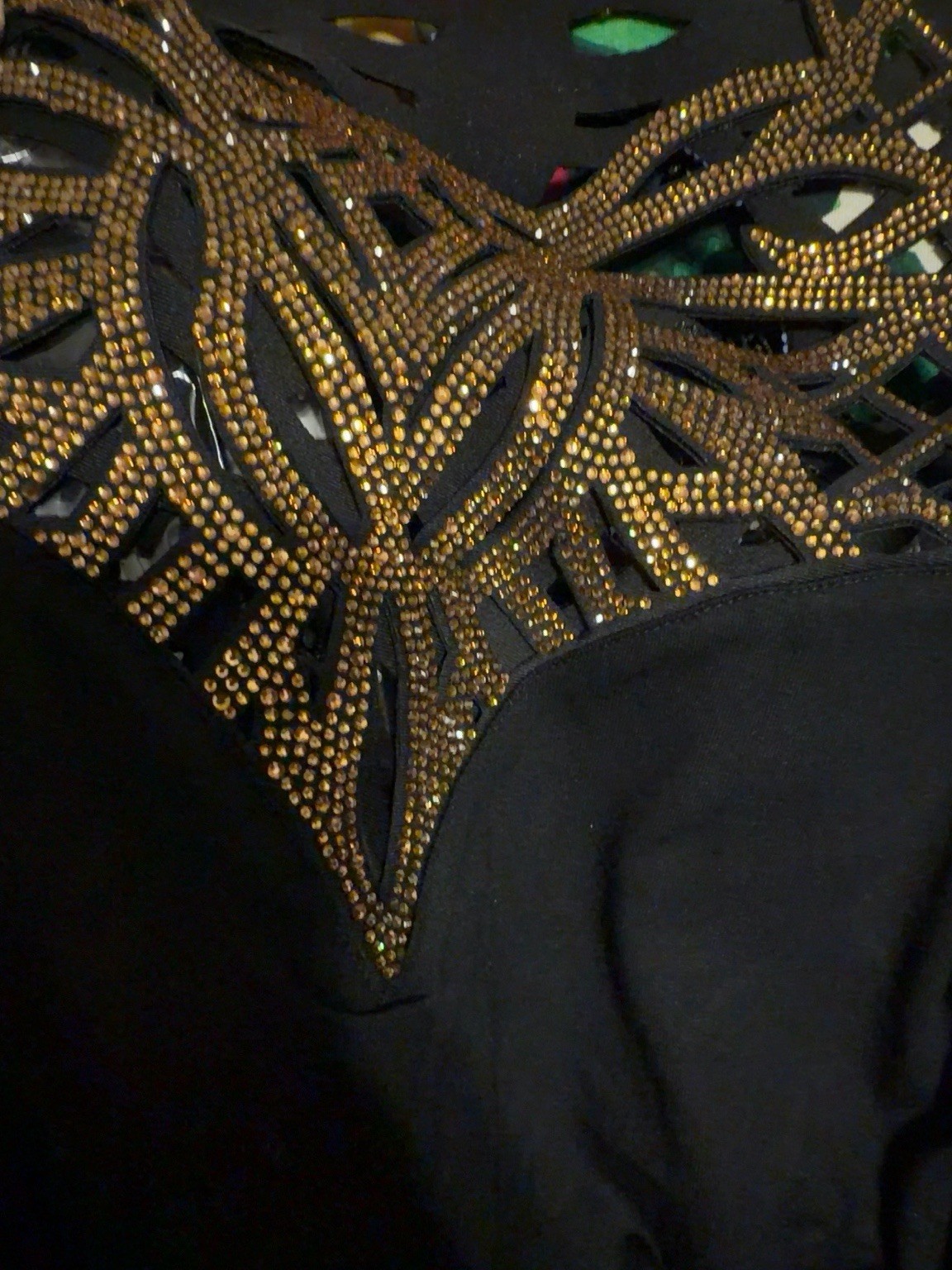 Liz Clift Black Rhinestone Cutout Keyhole Back Top Size S Made in Turkey NWT