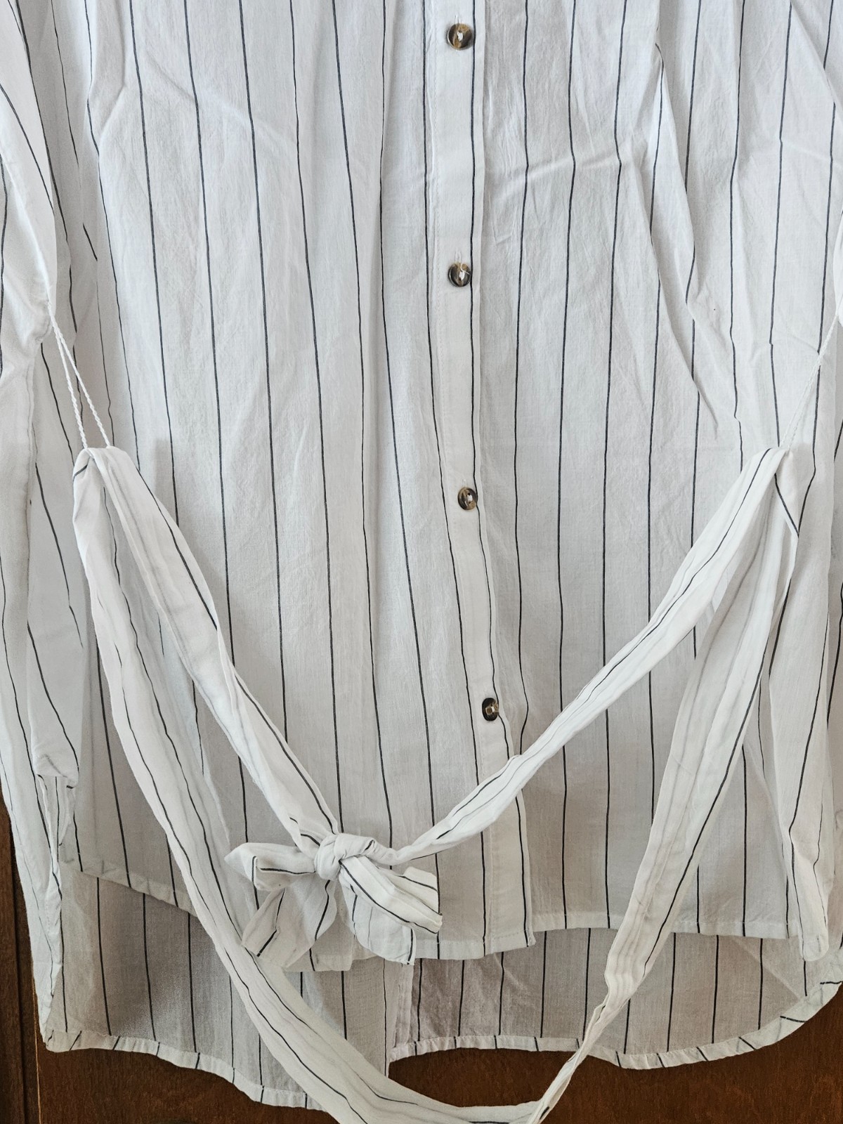 Any Body woman’s size M long sleeves striped tunic 100% cotton button up