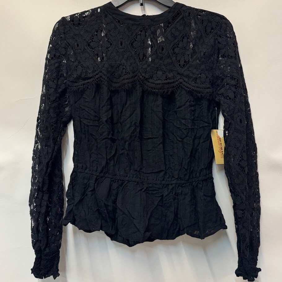 American Rag Womens Juniors S Classic Black Lace Detailing Peasant Top NWD AY78