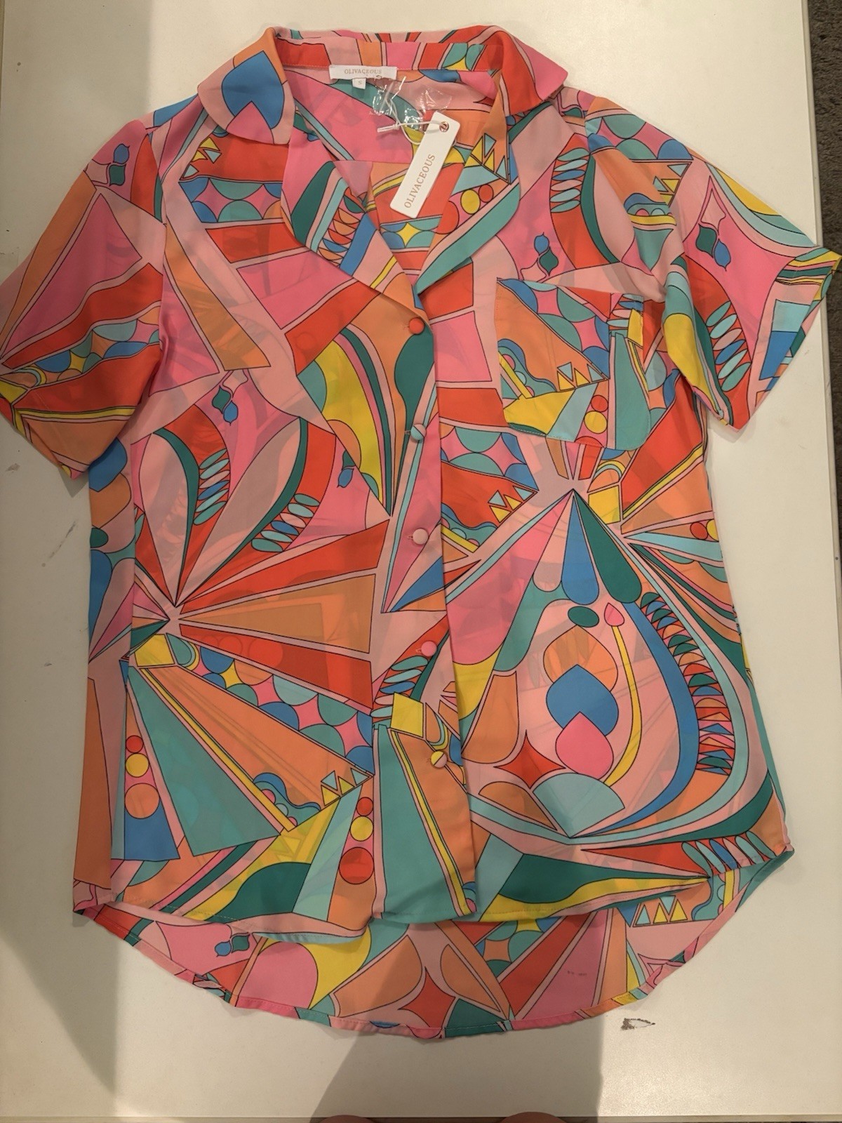Olivaceous South Beach Button Down Shirt Womens Small NWT Colorful Resort Beach