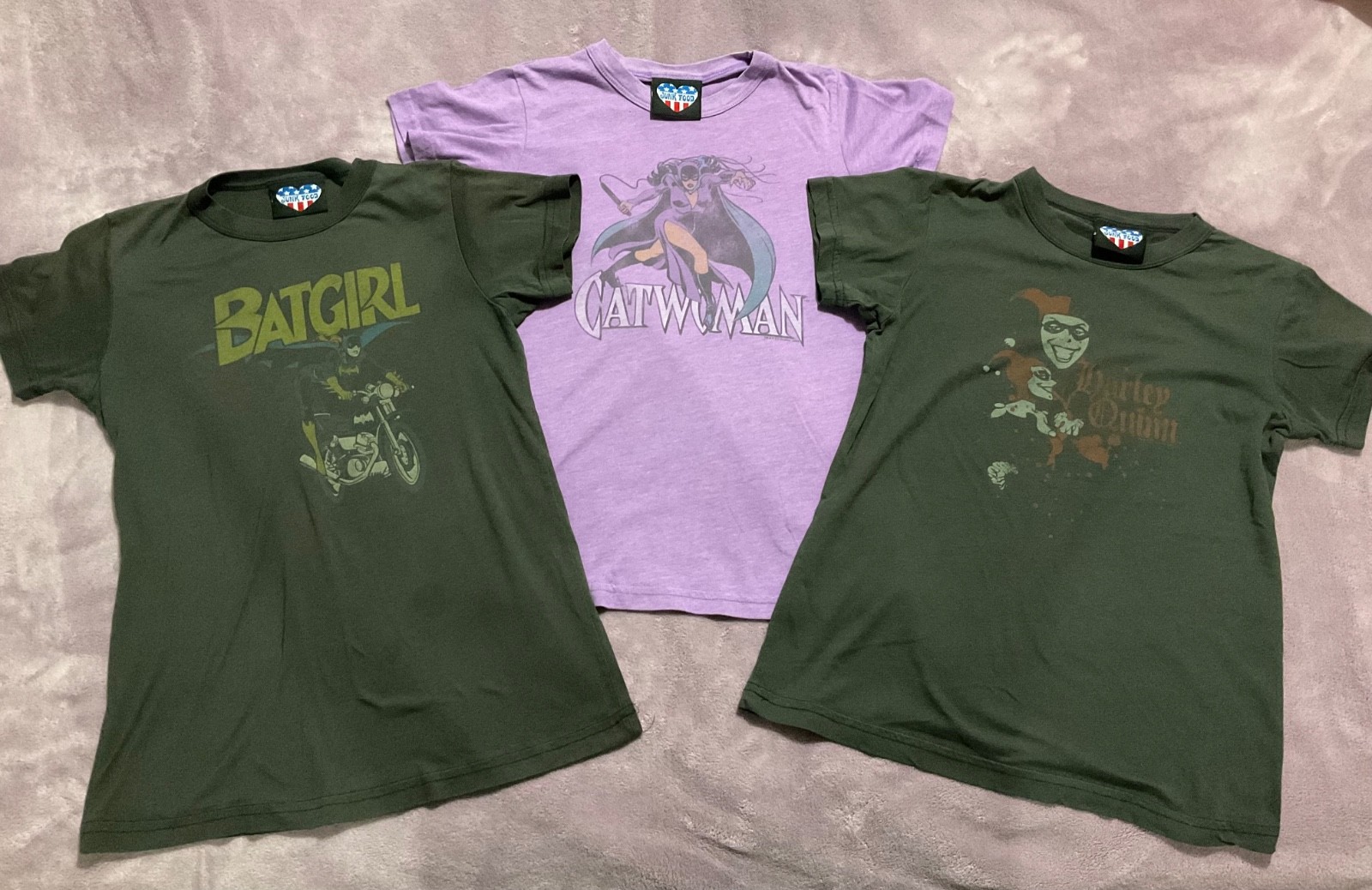 Junk Food Batman Dc Comic Catwoman Harley Quinn BatGirl Vintage T Shirt Top XS/S