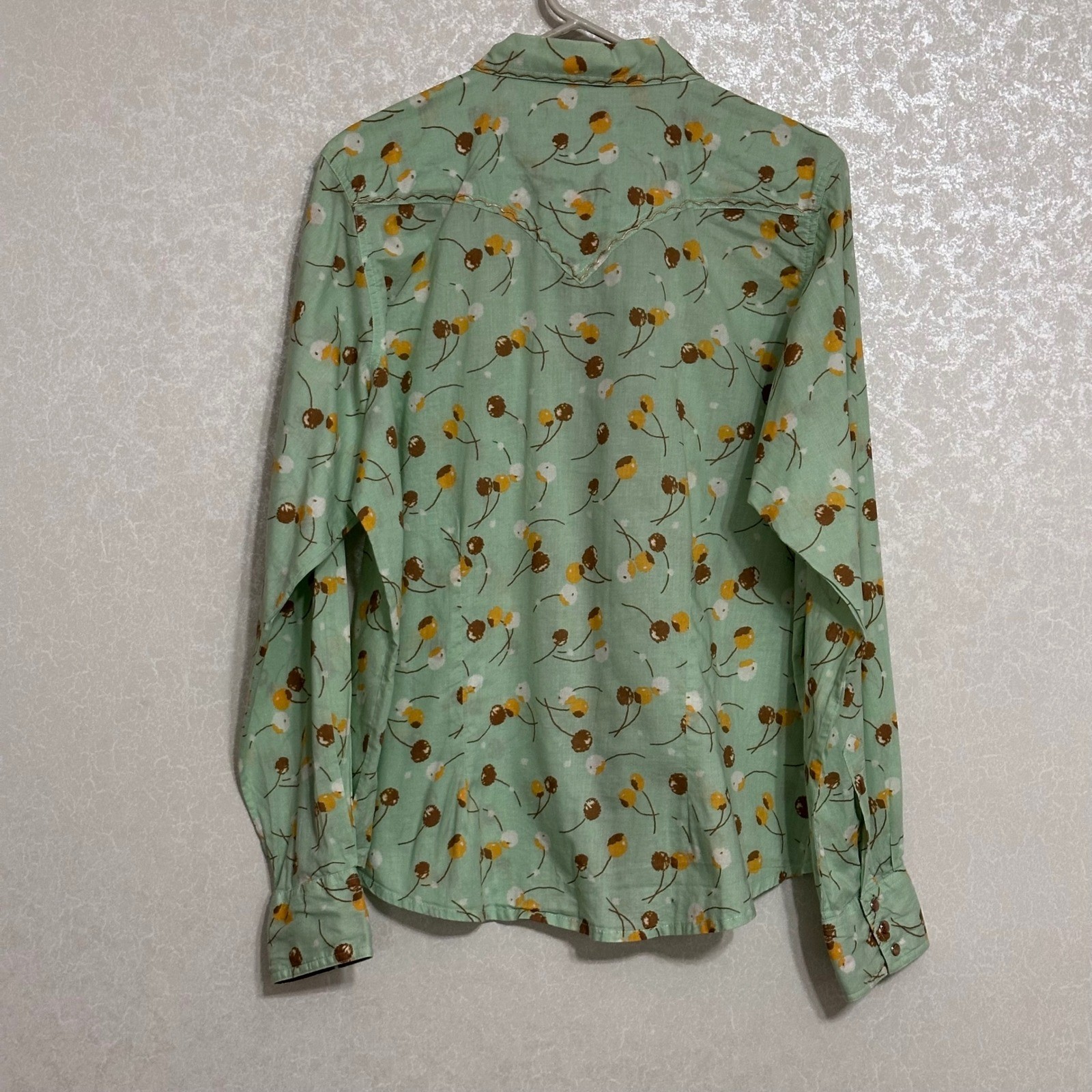 Wrangler Twenty X Western Snap Shirt Floral Print Cotton Tailored Mint Green XXL