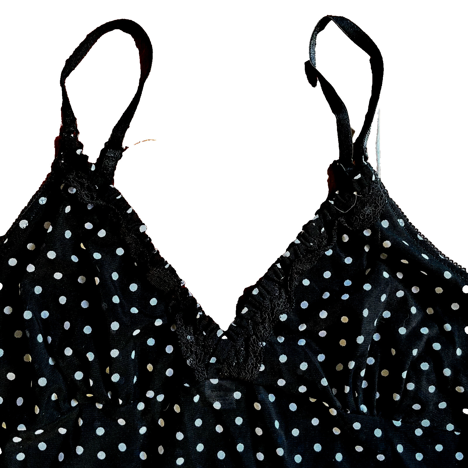Make+Model Womens Stretchable Soft Laced Polka Dot Tank Top Size M Medium Black