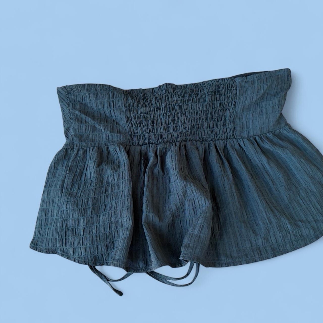 Wild Fable Womens L Blue Solid Strapless Smocked Tie-Front Tube Top