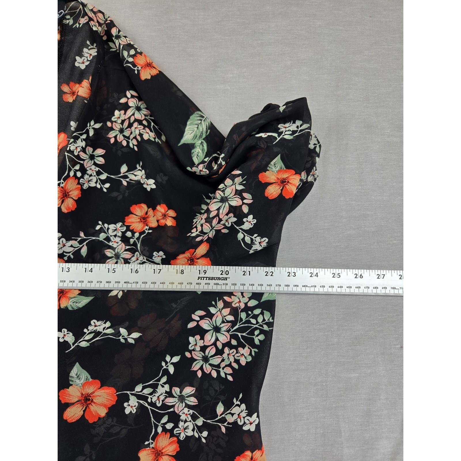 Windsor Womens Black Floral Chiffon Kimono Wrap BOHO Open Front Summer Coverup
