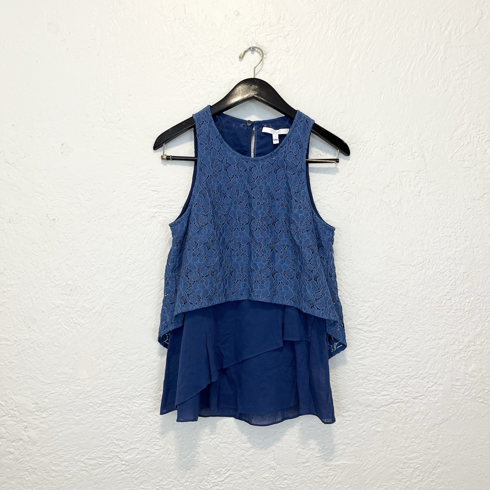 Derek Lam 10 Crosby Blouse Top Blue Floral size 4