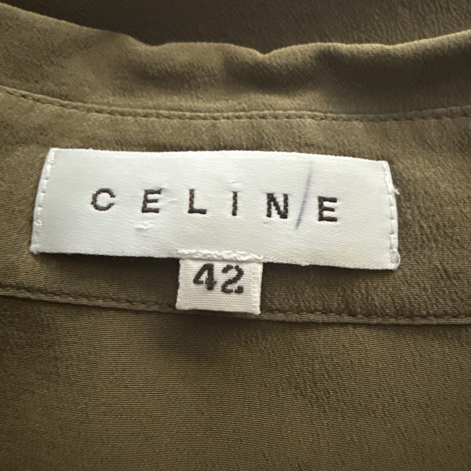 Vintage Celine 100% Silk Button Up Blouse US 10 EU 42 Epaulettes France *READ