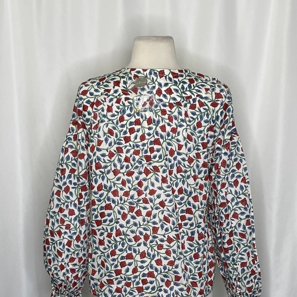 NWT!! J. CREW Shirred Popover Top Blouse Rosewood Floral Preppy Buttons X-Small