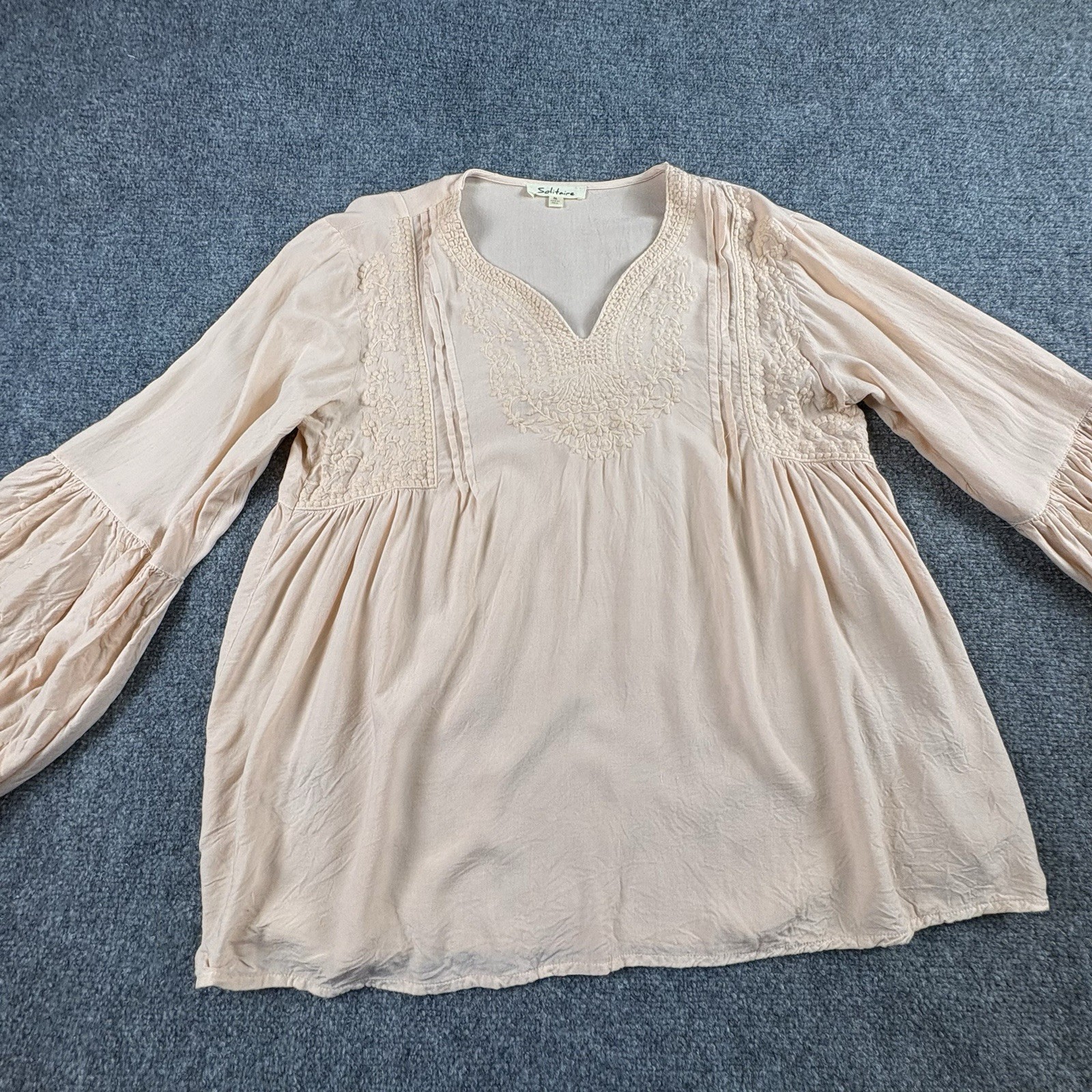 Solitaire Peasant Blouse Womens M Pink Boho Fairy Cottagecore Tunic Prairie