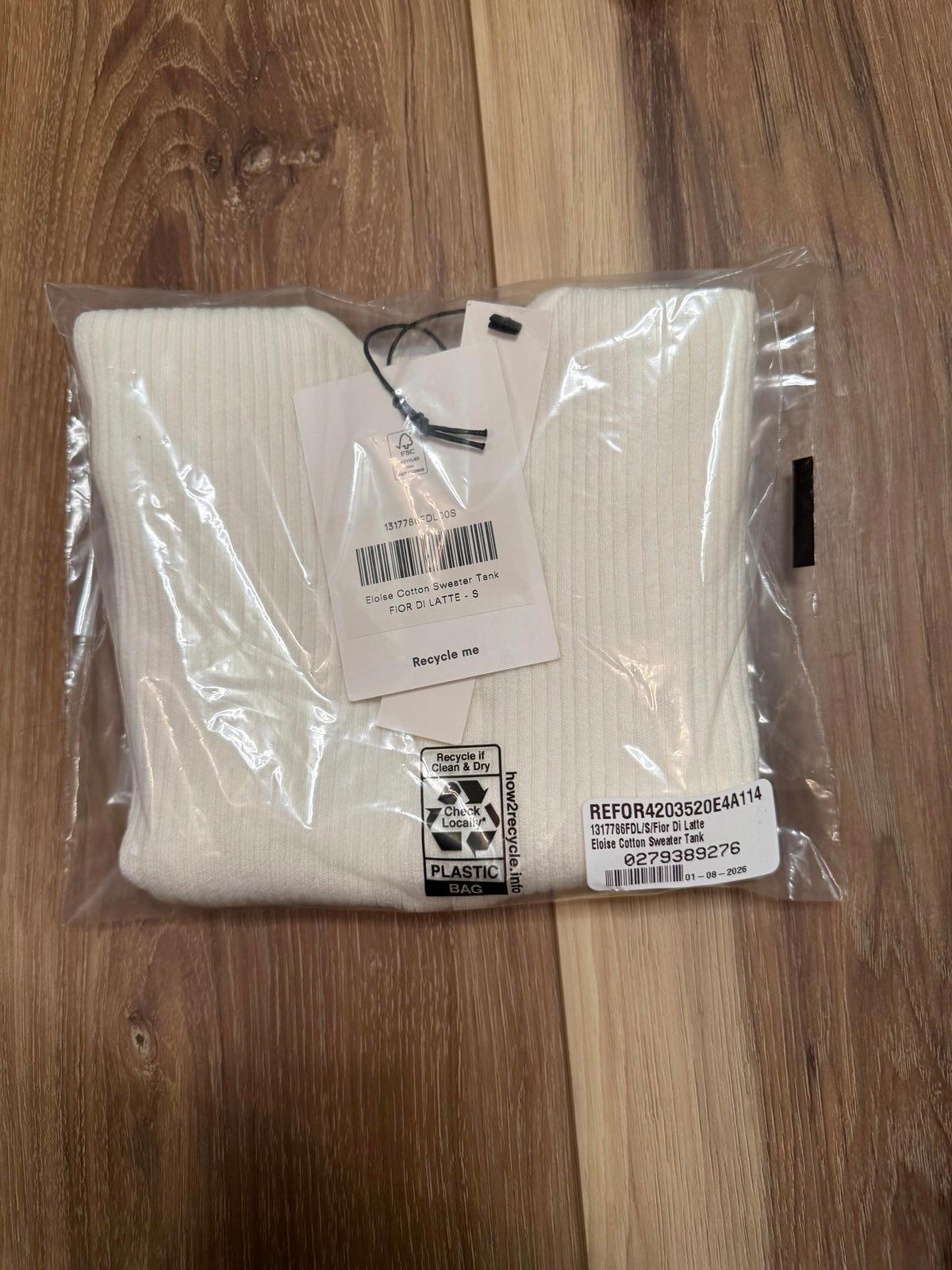NWT! Reformation Eloise Cotton Sweater Tank in Fior Di Latte Size Small