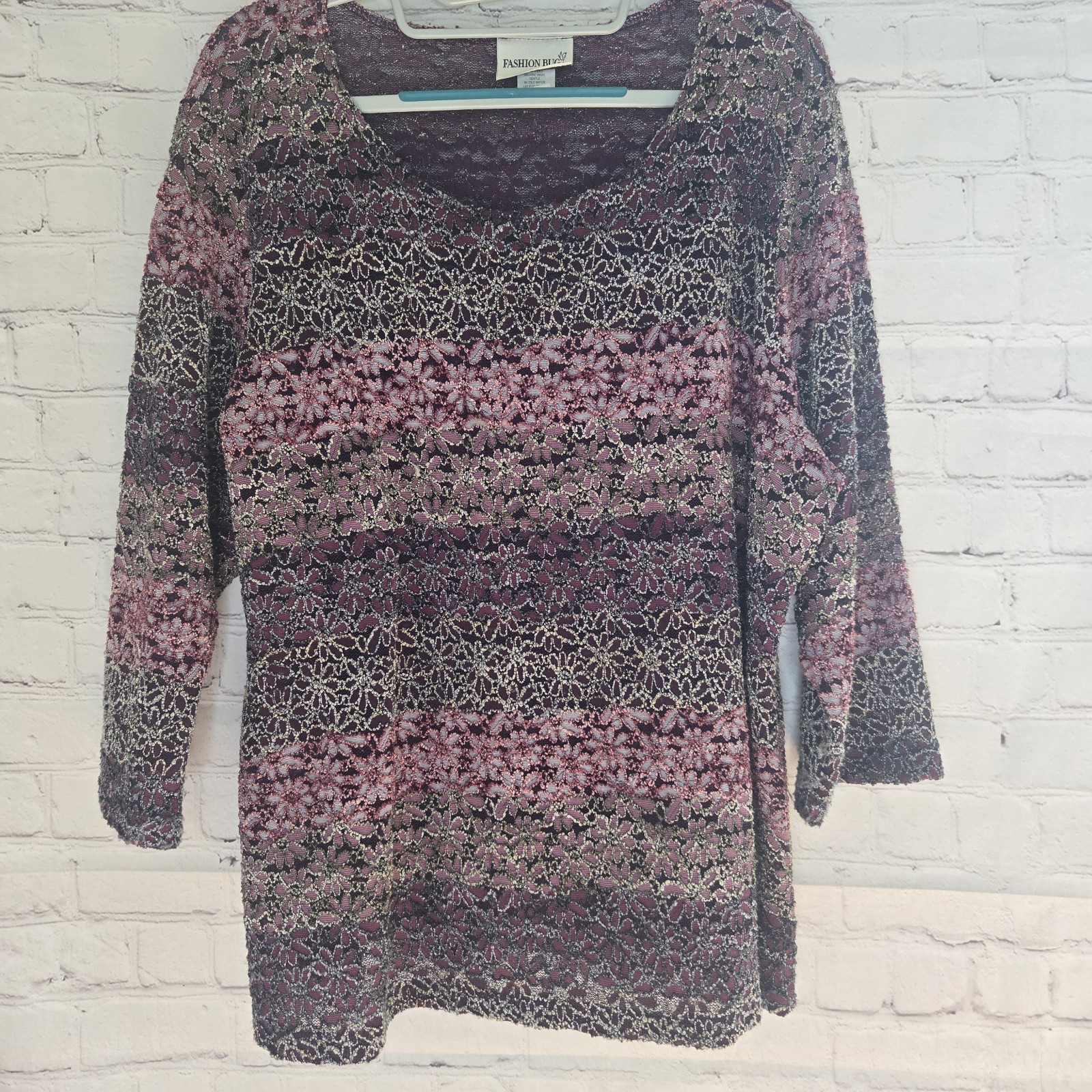 Fashion Bug USA Y2k Bloomcore Floral Ombre Lace Sheer Top Fairy CottageCore