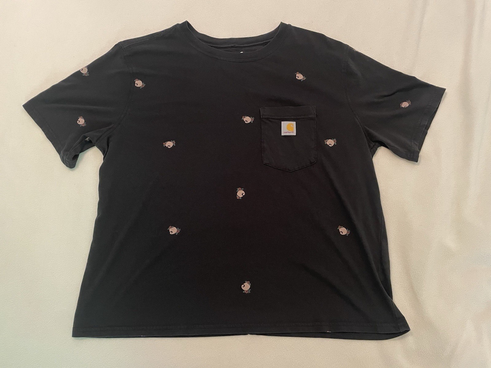 Carhartt Women’s Loose Fit Floral Logo Pocket T-shirt Black Size Large