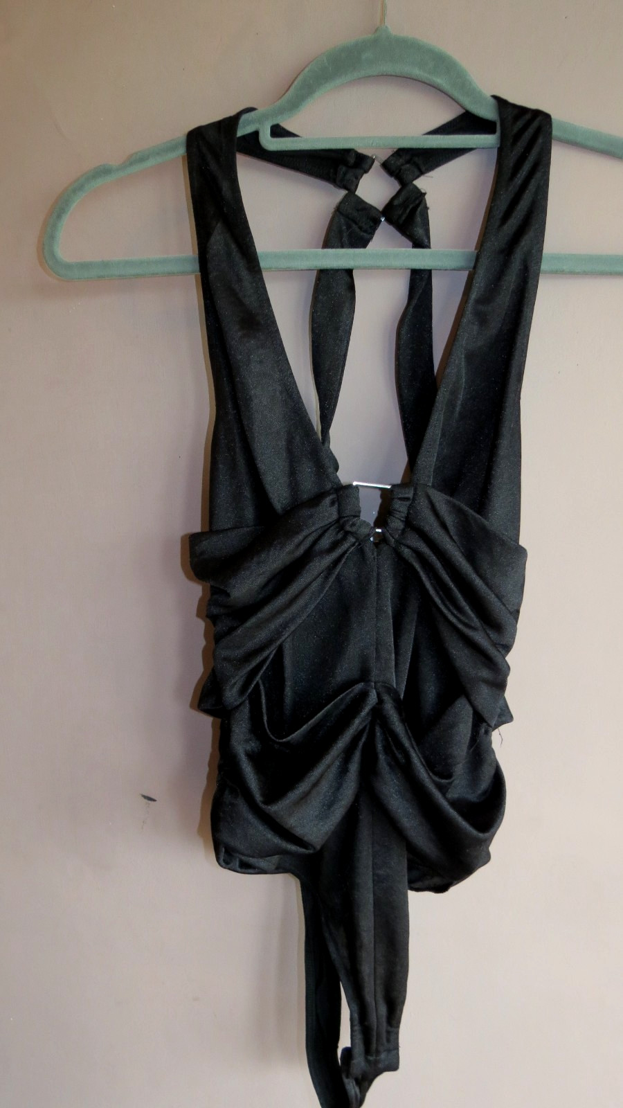 BNWT Free People Ruched Gathered Detail Cross Back Bodysuit Sz Small