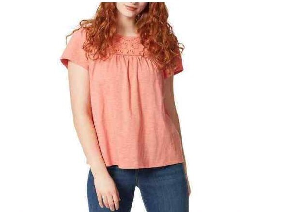 Ella Moss Ladies’ Size Small, Lace Trim Knit Top, Orange