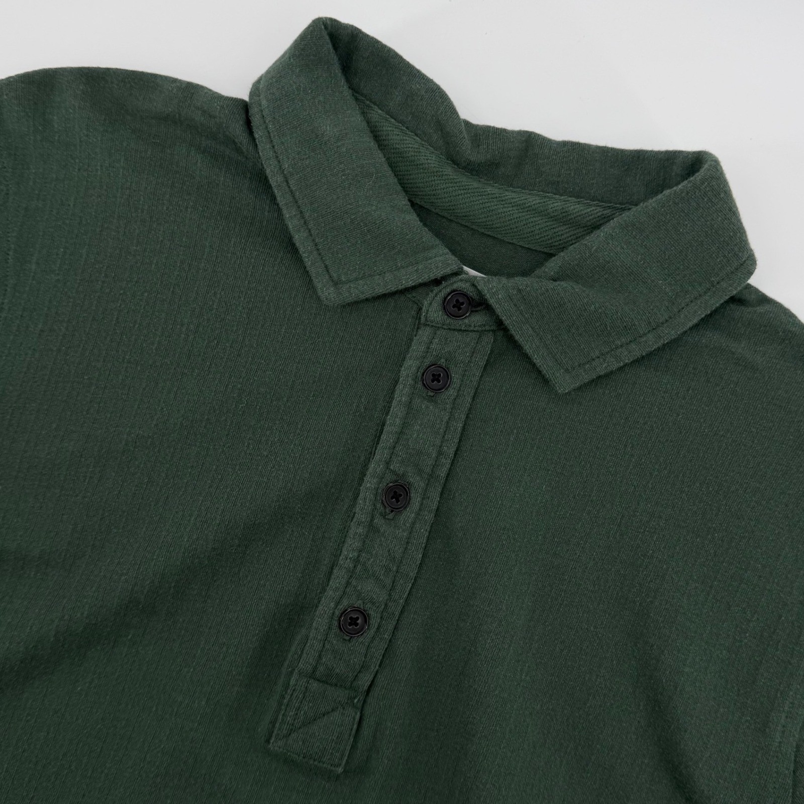 Billy Reid Polo Shirt Womens Small Green Long Sleeve Textured Cotton Blend