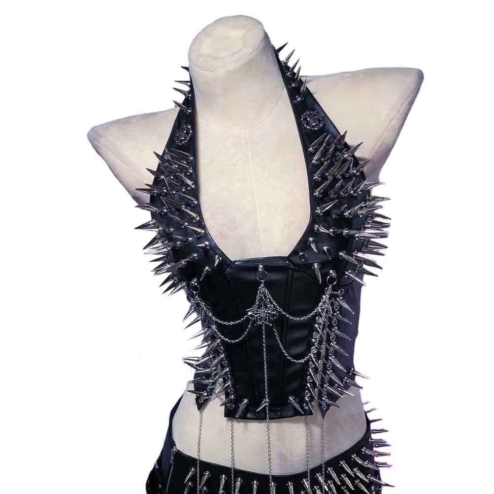 Goth Tops Spiked Gothic Tank Y2K Emo Clothing Punk Rock Clothes Vkei Grunge Q2