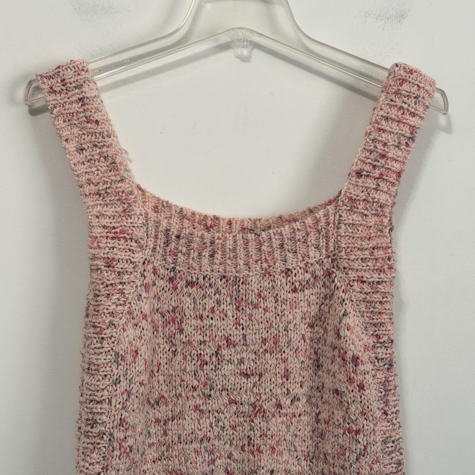 Zara Confetti Bubblegum Sweater Tank L Woven Summer Festival Boho Crop Vacation