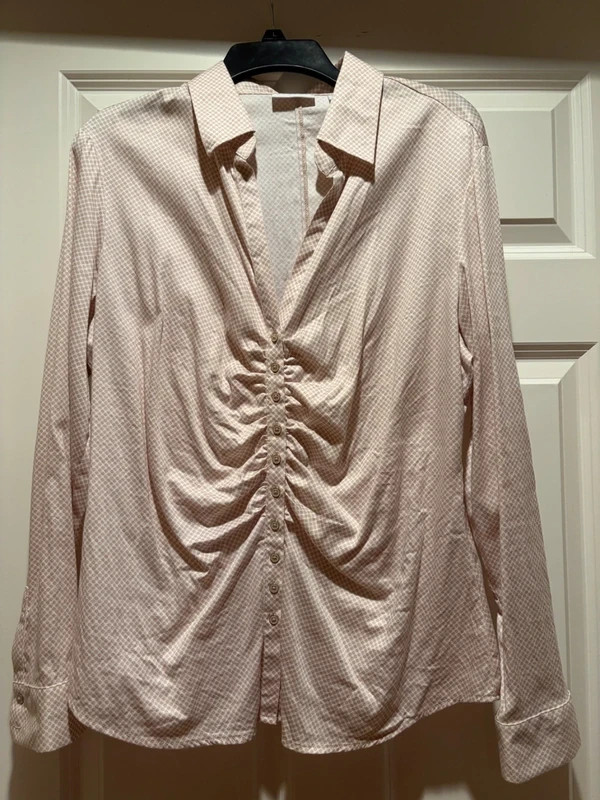 Women’s New York & Company Stretch Size Extra Large Top Beige Shirt Preowned