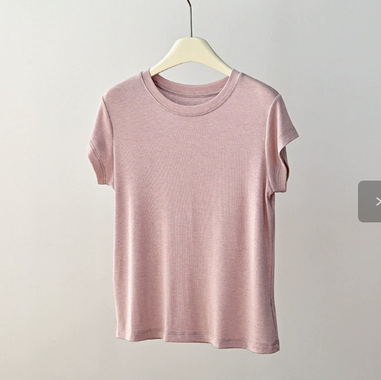 Spring/Summer Lyocell Wool Tencel Short-Sleeve T-Shirt