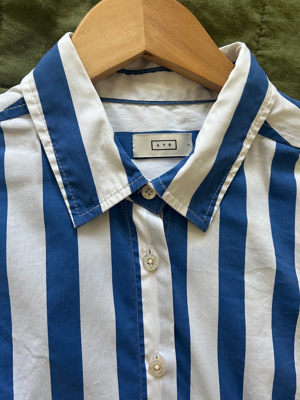 AYR The Deep End Stripe Shirt Size L Blue/White