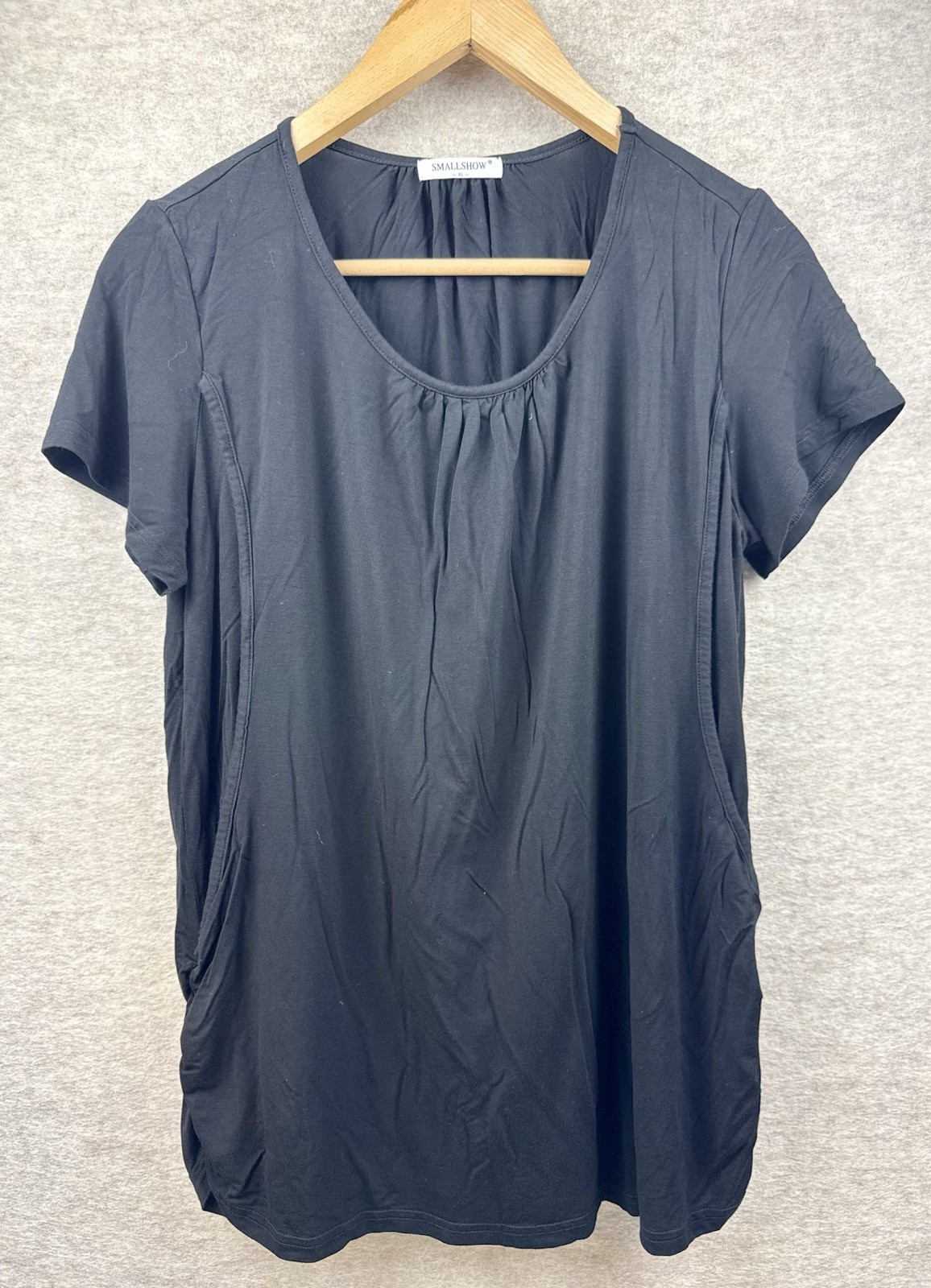 Smallshow Women’s XL Maternity Open Side Feeding Top Black