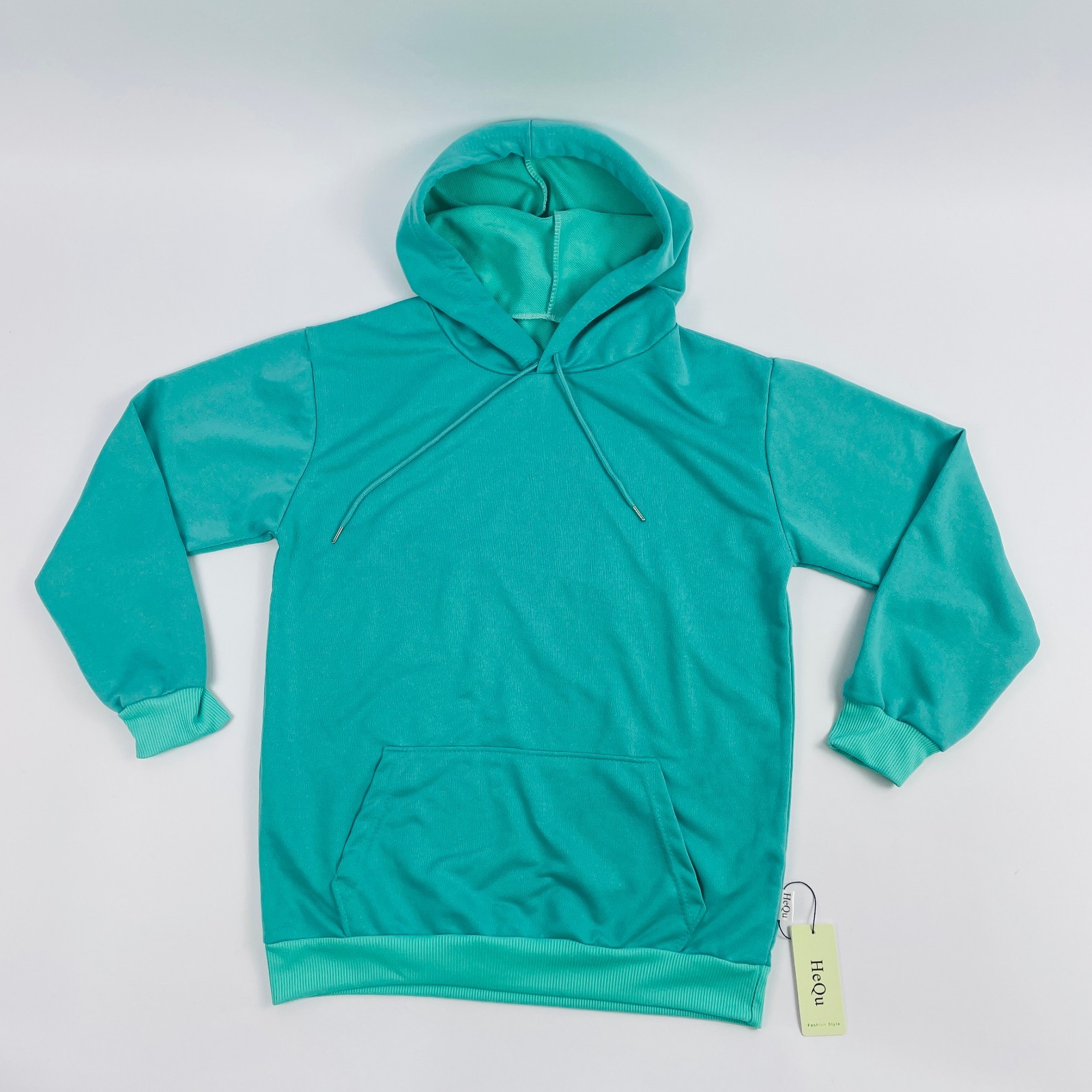 Hequ Hooded Pullovers, Casual Long Sleeve Drawstring Hoodie with Front Pocket