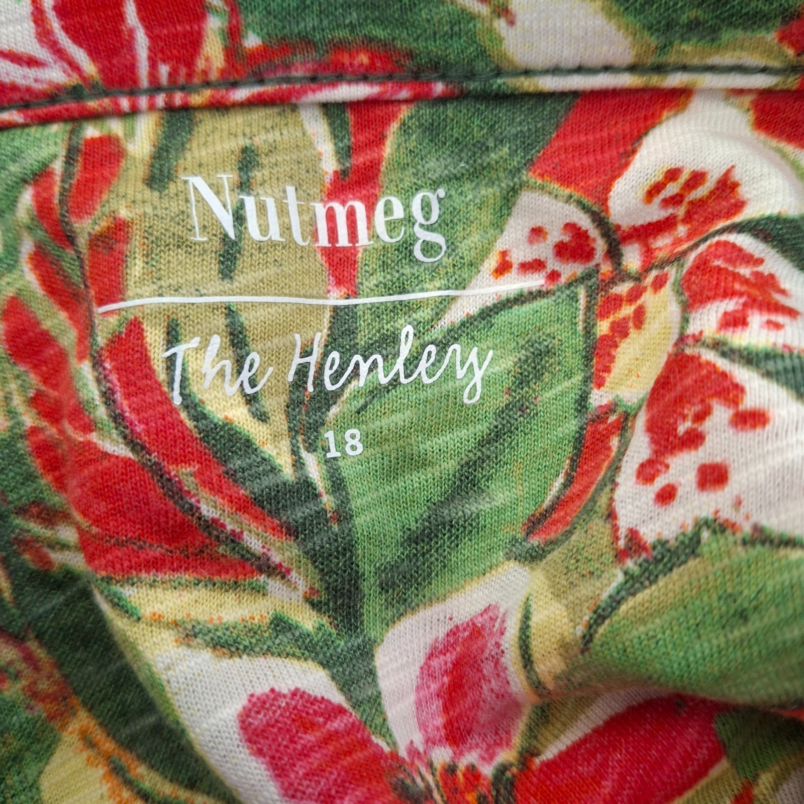 Nutmeg Floral Summer Top UK 18 Sleeveless Henley Neck Button Front Holiday Casua