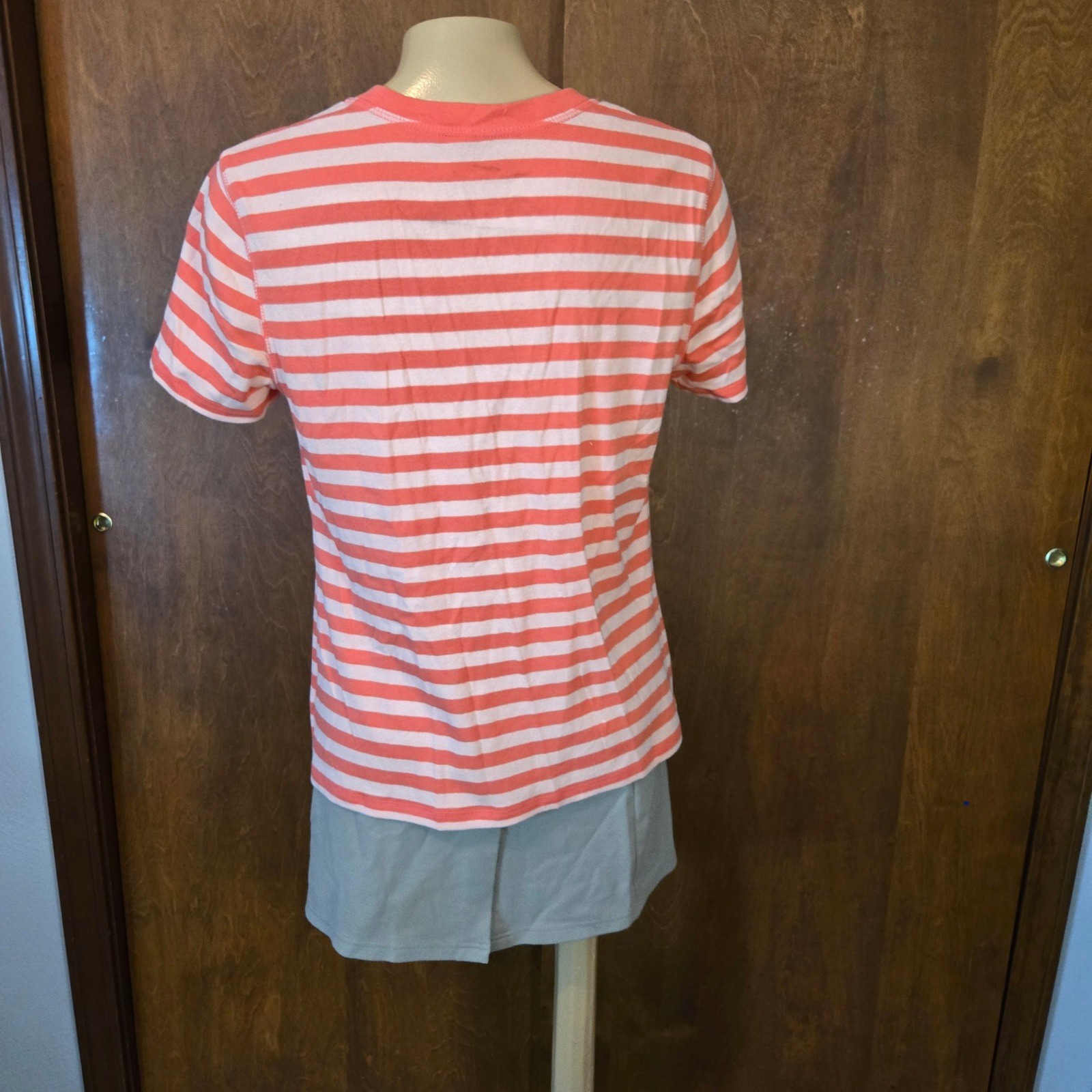 Weatherproof Womens Henley Top Medium Melon Pink Ruched V-Neck Button Summer