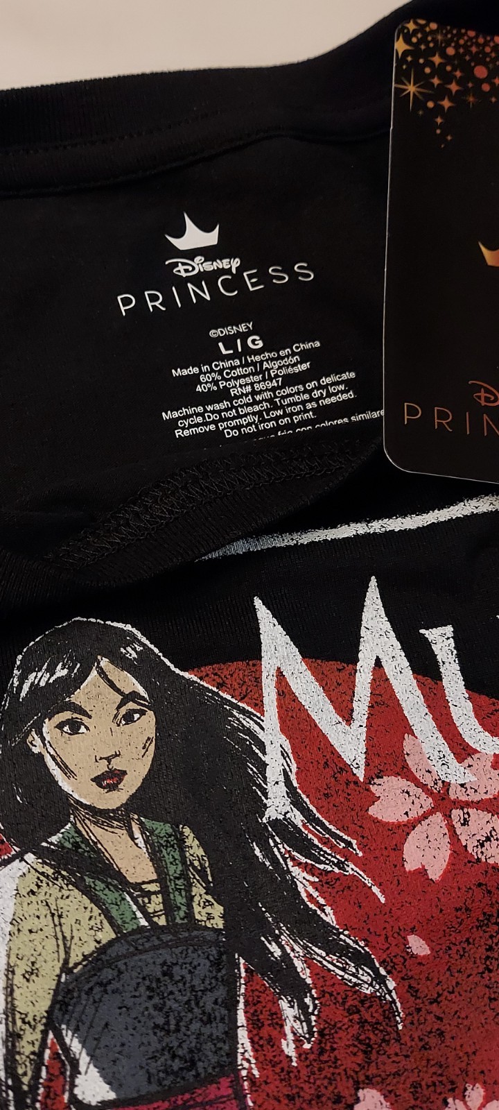 Disney Mulan Black Tshirt 90s Movie Graphic Tee Women’s LRG Fan Gear Cartoon NWT