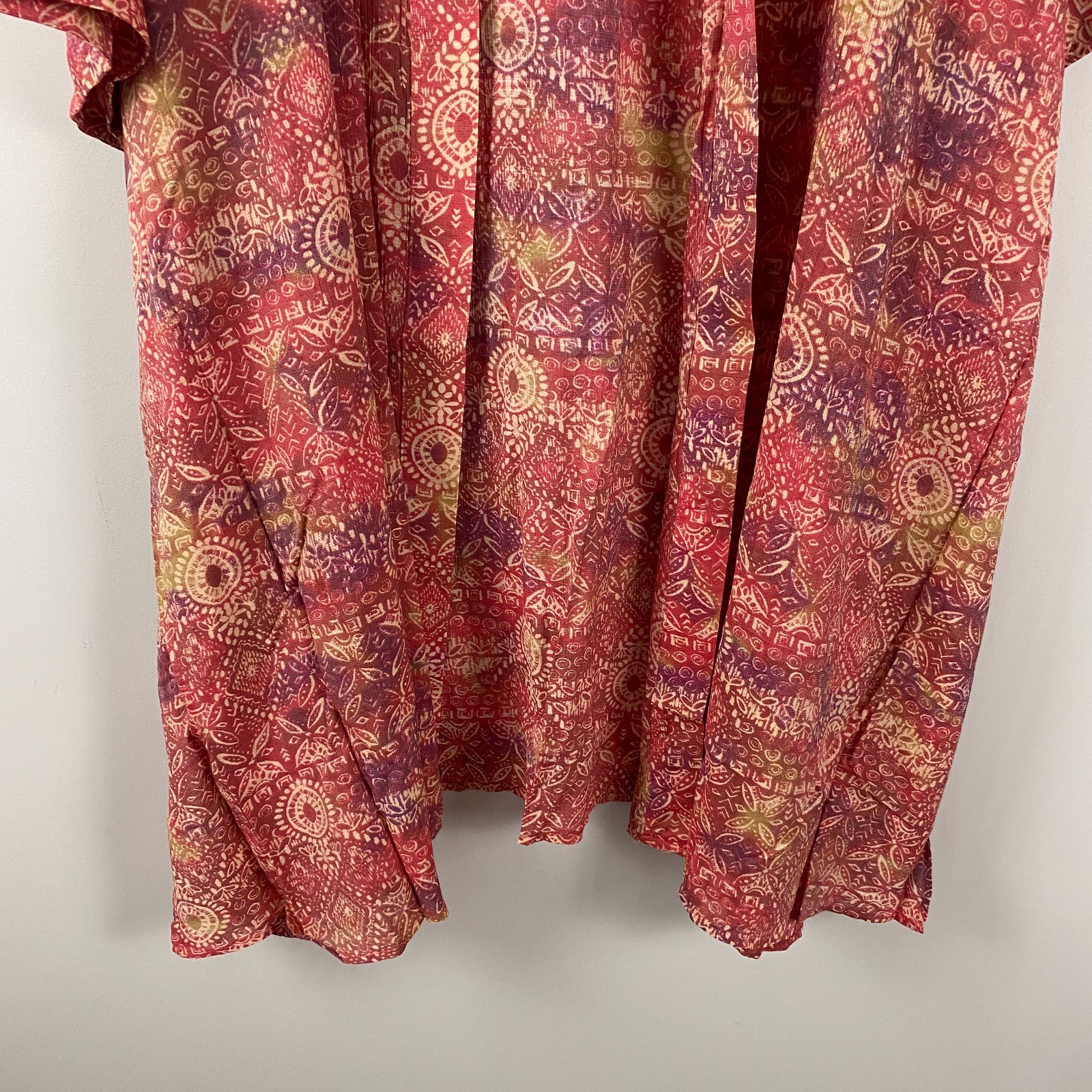 Catherines Open Front Kimono Cardigan Size 5X Red Orange 3/4 Sleeves