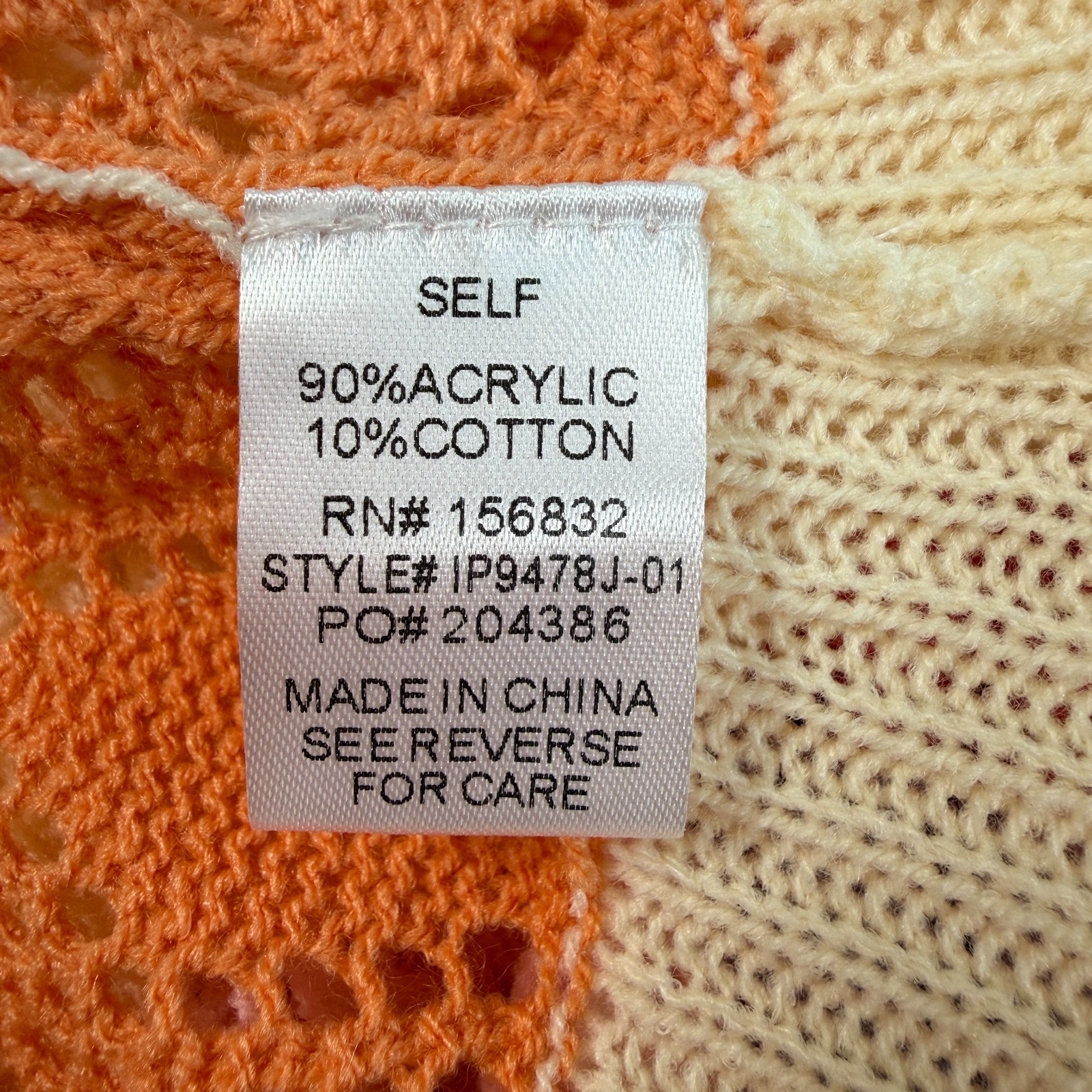 BiBi Colorblock Crochet Knit Ruffle Sleeve Sweater Sz M Boho Cottage Whimsical