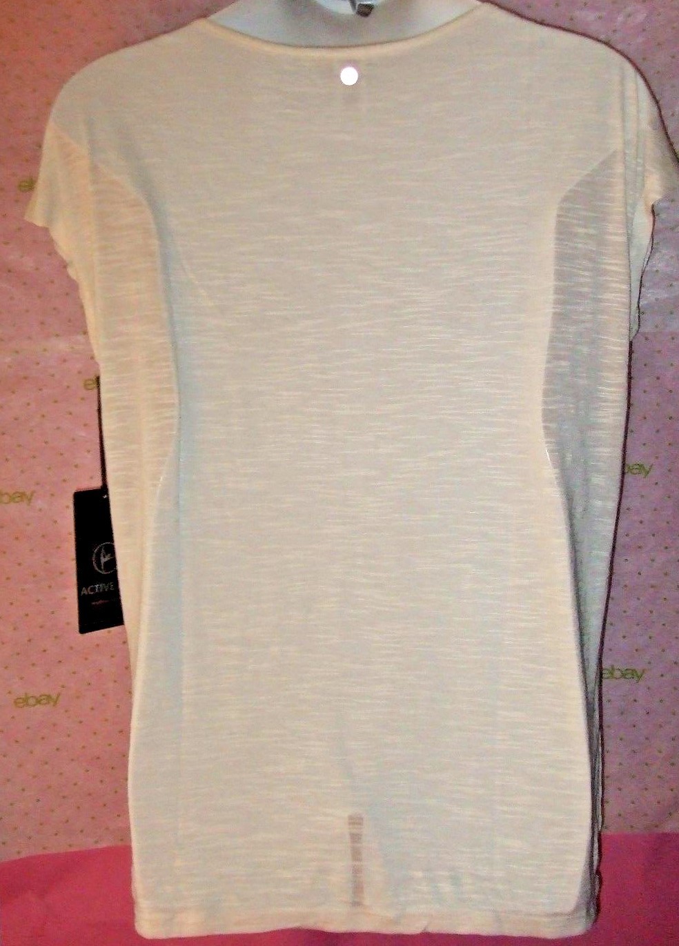 $44 ACTIVE LIFE MOON WHITE XXL SPLIT HIP TEE TOP LATTICE SHOULDER BLOUSE FASHION