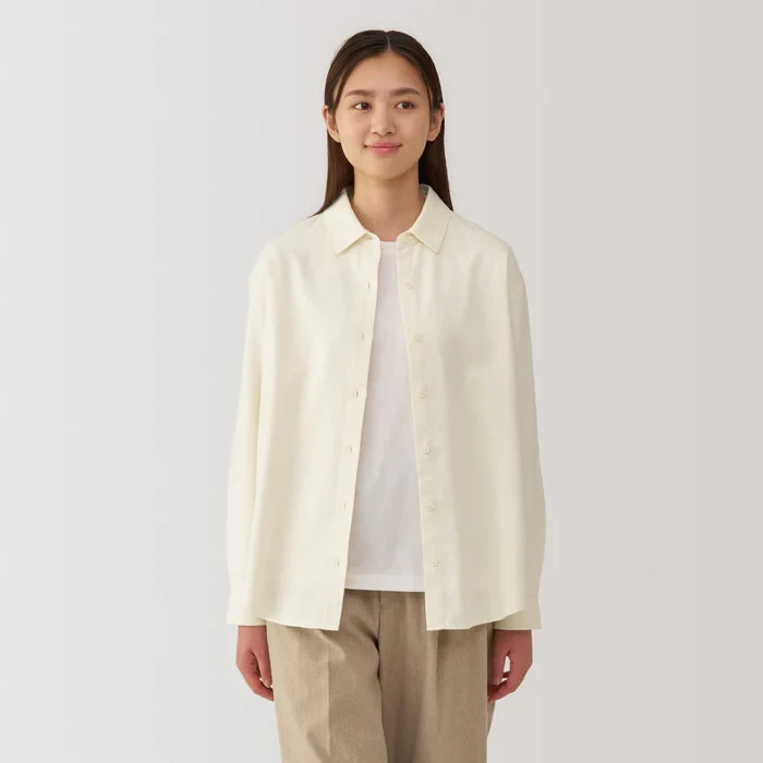 Muji Women’s Flannel Shirt, Women’s Flannel Regular Collar Long Sleeve Shirt, S
