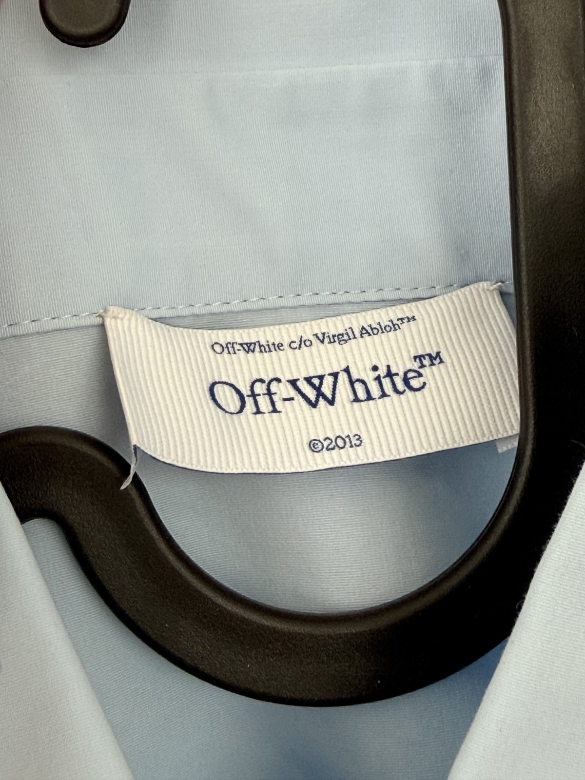 OFF-WHITE Poplin Zip Dress Shirt Light Button-Up Blue Size: 36 (Designer) Auth