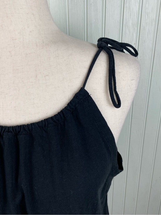 J. Crew Black Tie-strap Eyelet Trim Tank Top Cami Size Large Cotton Blend J1515