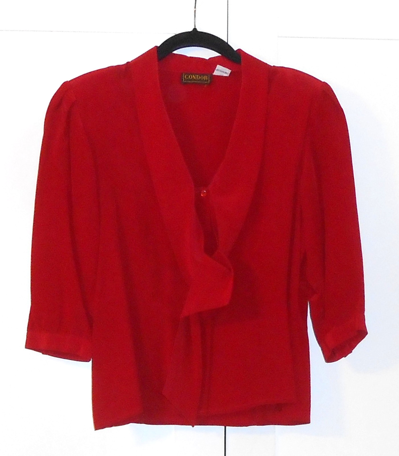 WOMEN’S CONDOR CRANBERRY SILK 3/4 SLEEVE BUTTON DOWN BLOUSE – SIZE 9/10