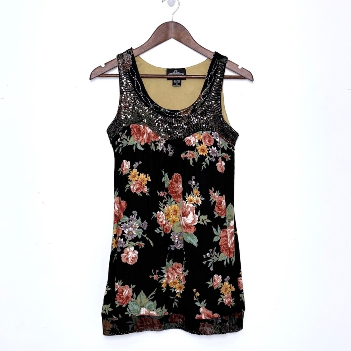 Y2K Angie Floral Beaded Tunic Tank Top Mini Dress Women S Boho Festival Summer