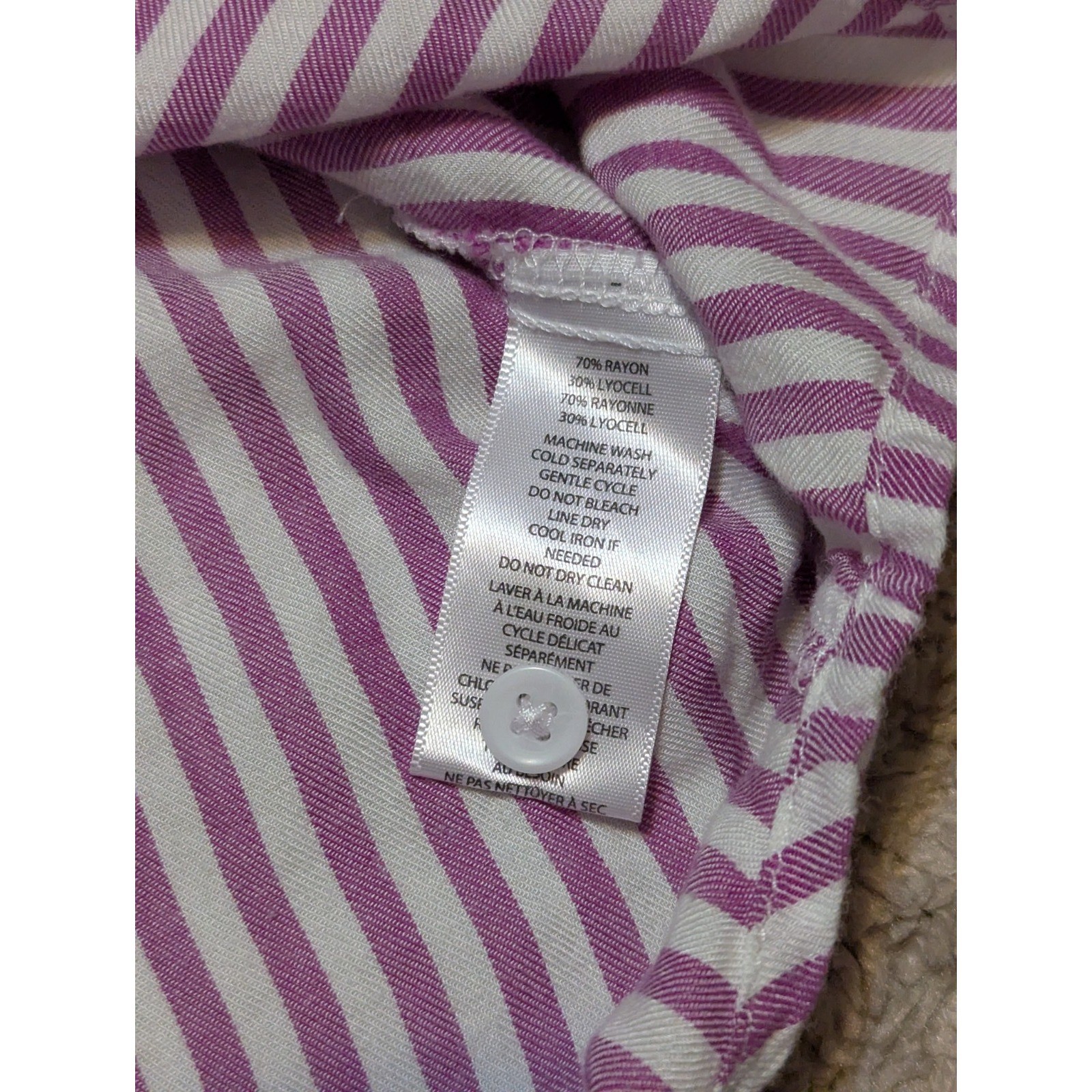 BeachLunchLounge Button Down Shirt Top Sz M Purple Stripe Beach Vacation Boxy