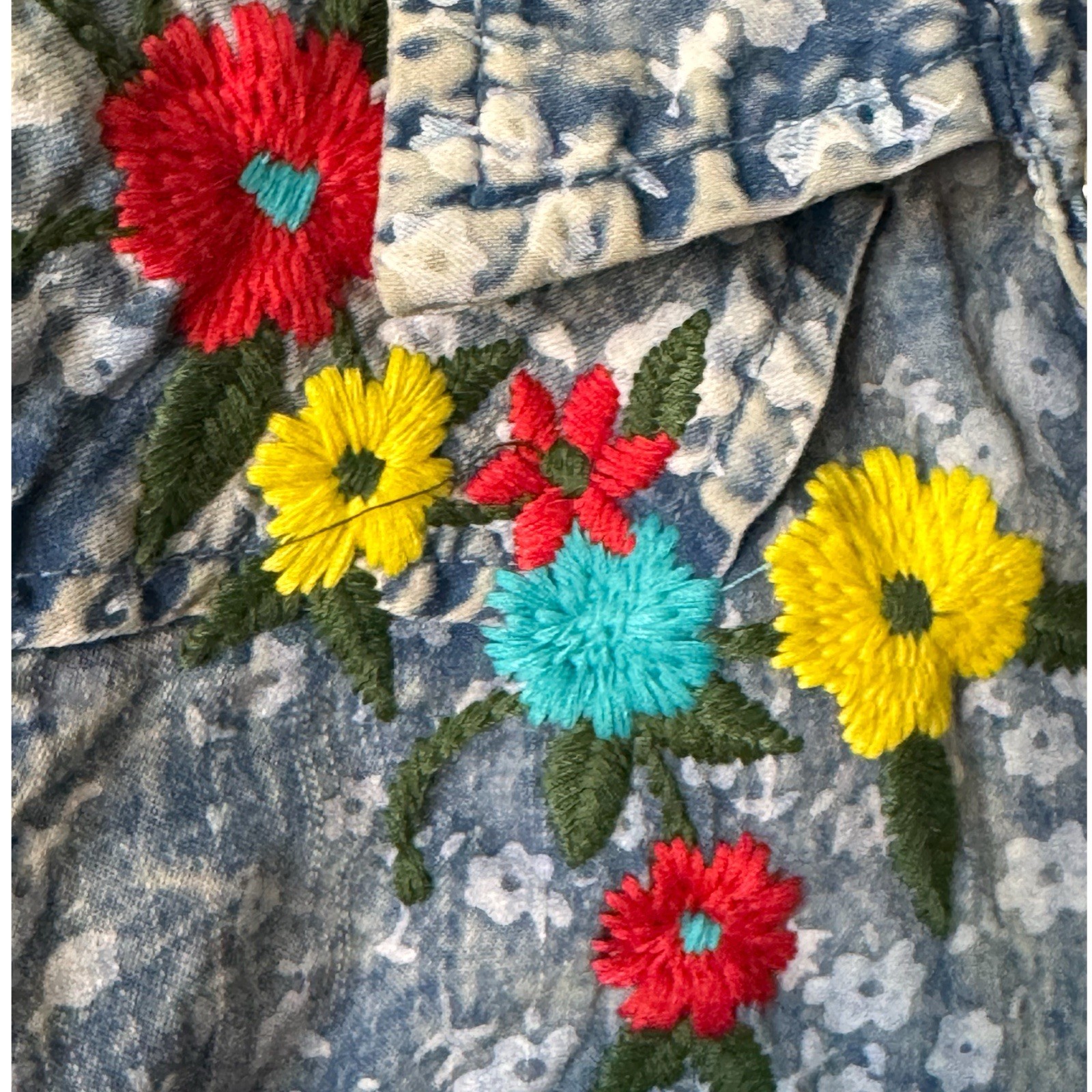 JAK Western Shirt Floral Embroidery Pearl Snap Sz L