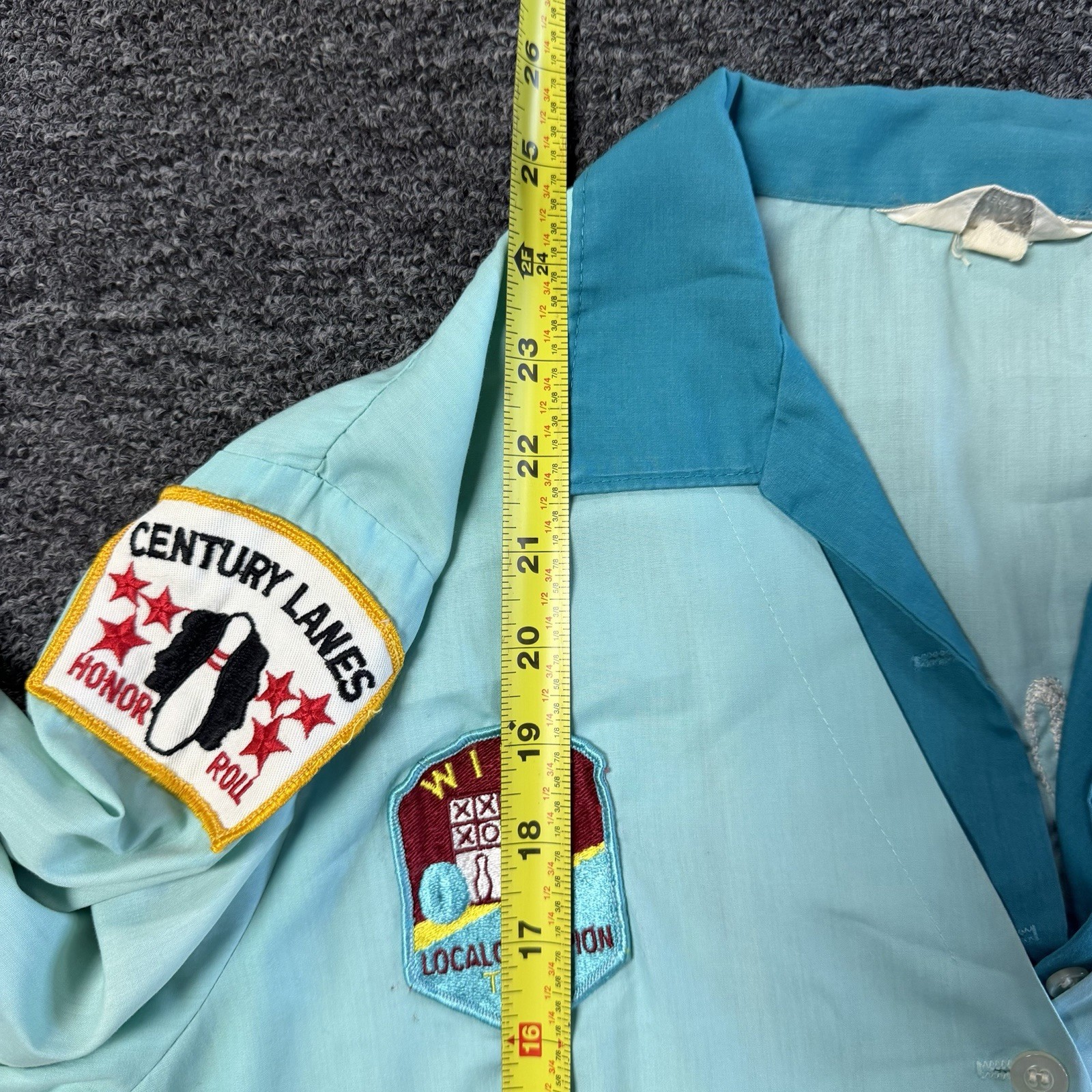 Vintage 60s RARE Nat Nast Faded Blue Women’s Bowling Button Up Shirt Sz 40