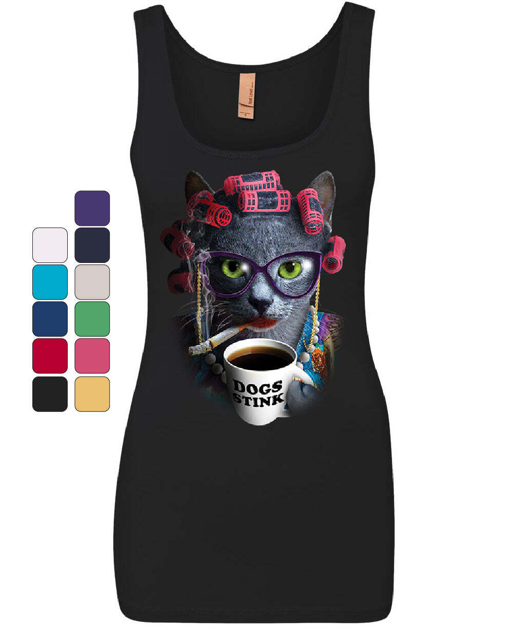Crazy Old Cat Lady Women’s Tank Top Dogs Stink Funny Kitten Cat Lover Pet Top