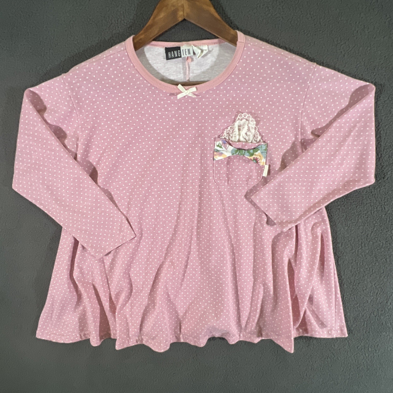 Vintage 90’s Hang Ten Women’s Size Medium Long Sleeve Pink Top Made in USA