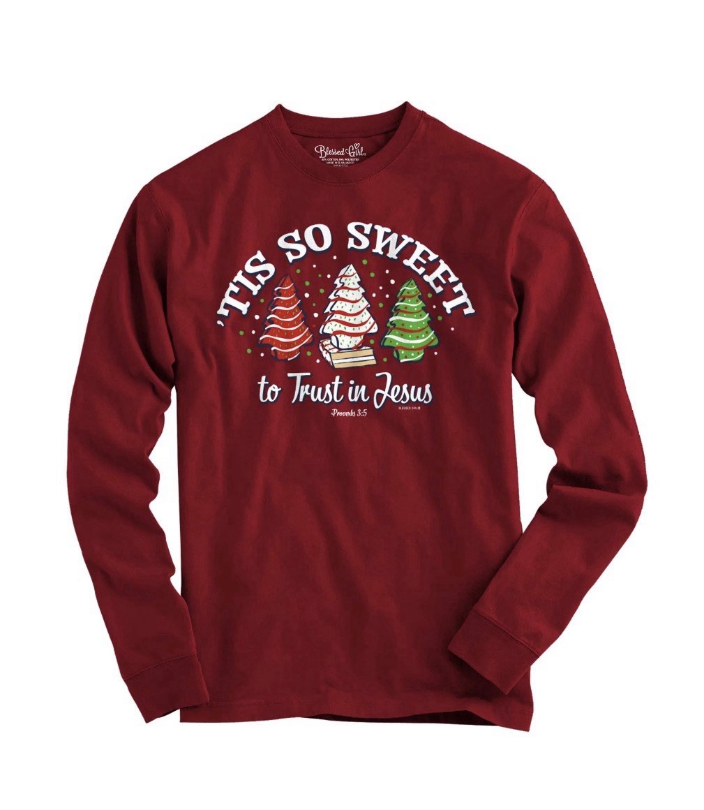 BLESSED GIRL Women’s Size L “Tis So Sweet Trust in Jesus” Long Sleeve T-Shirt