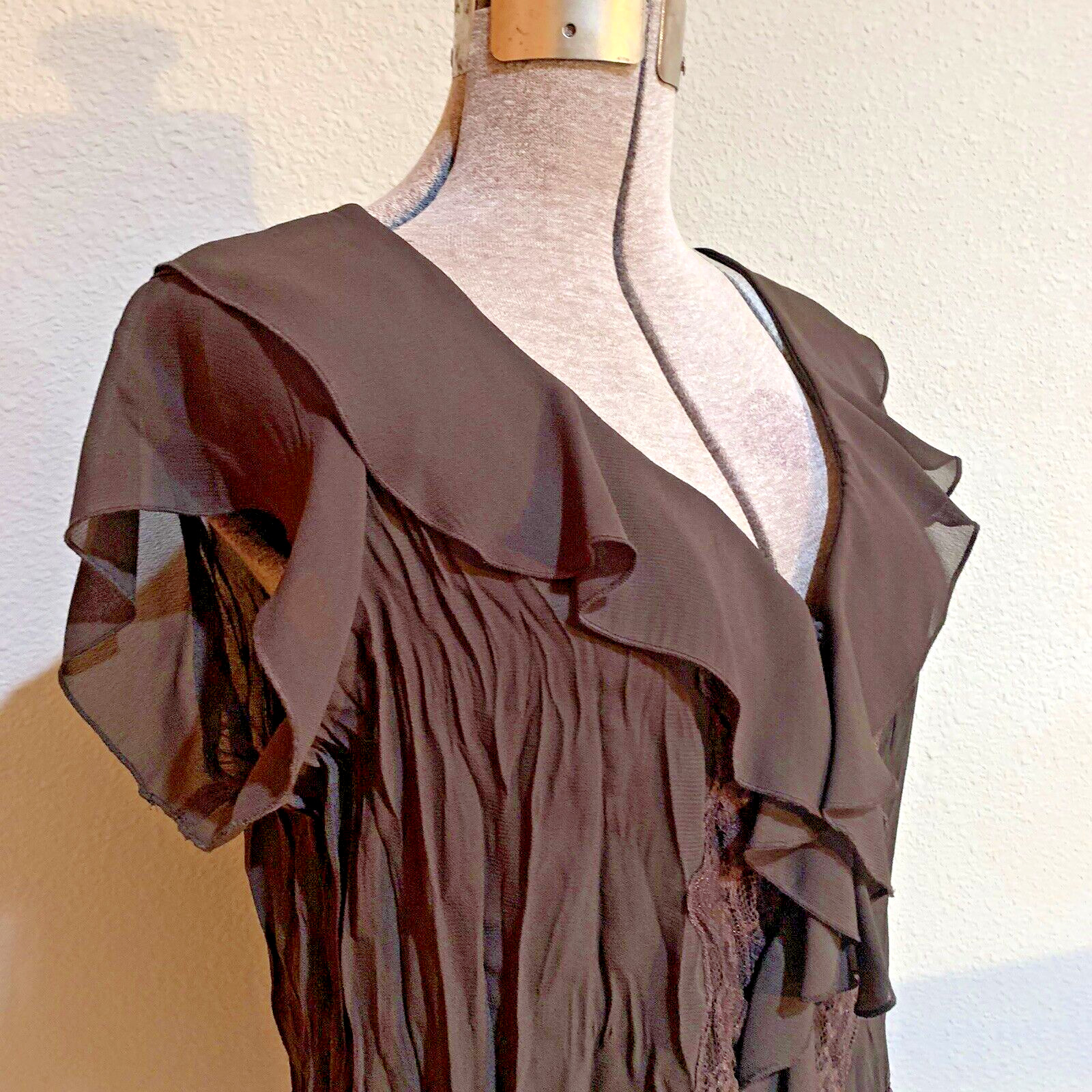 New York City Design Blouse Romantic Business Trendy Fashion Top New Size L