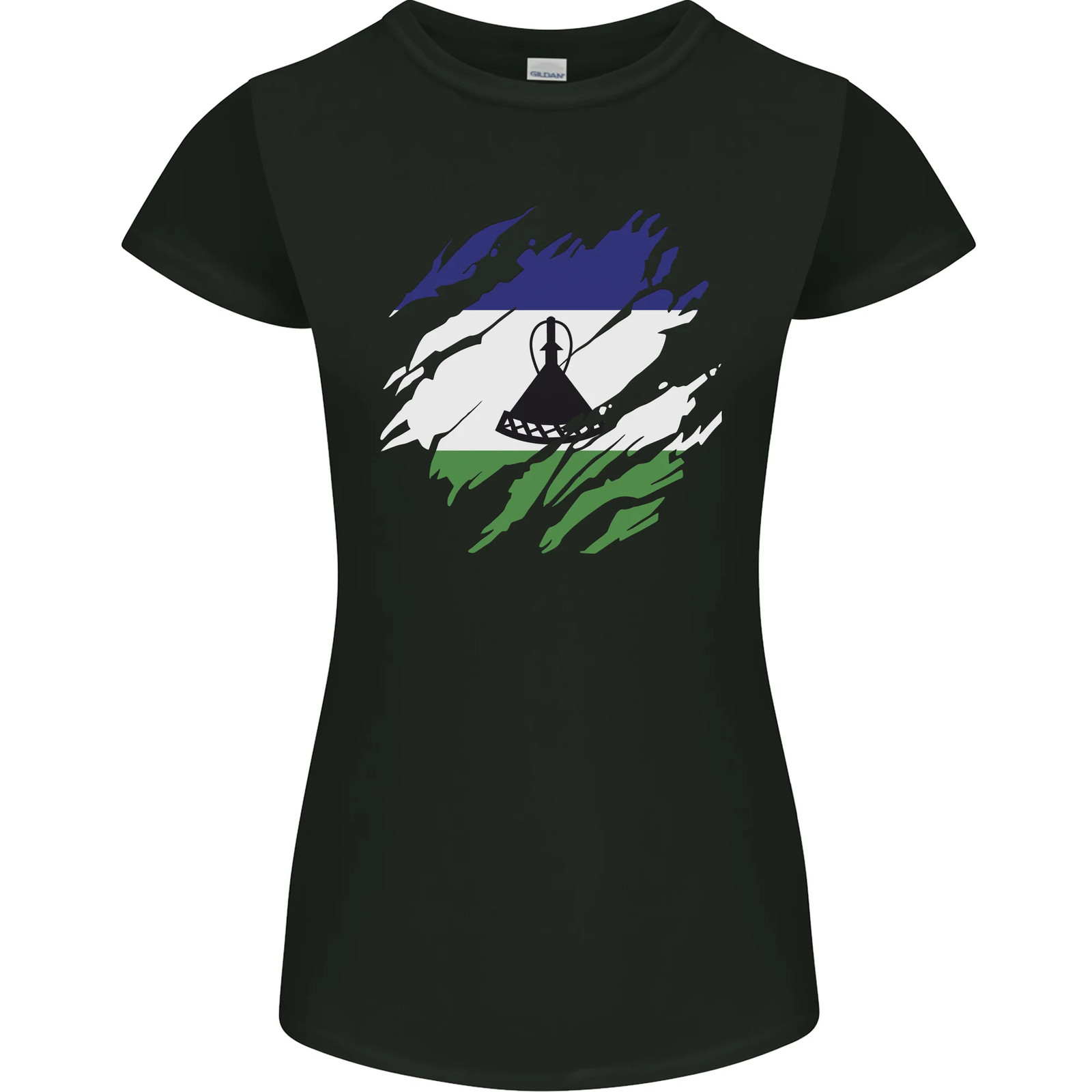 Torn Lesotho Flag Basotho Day Football Womens Petite Cut T-Shirt