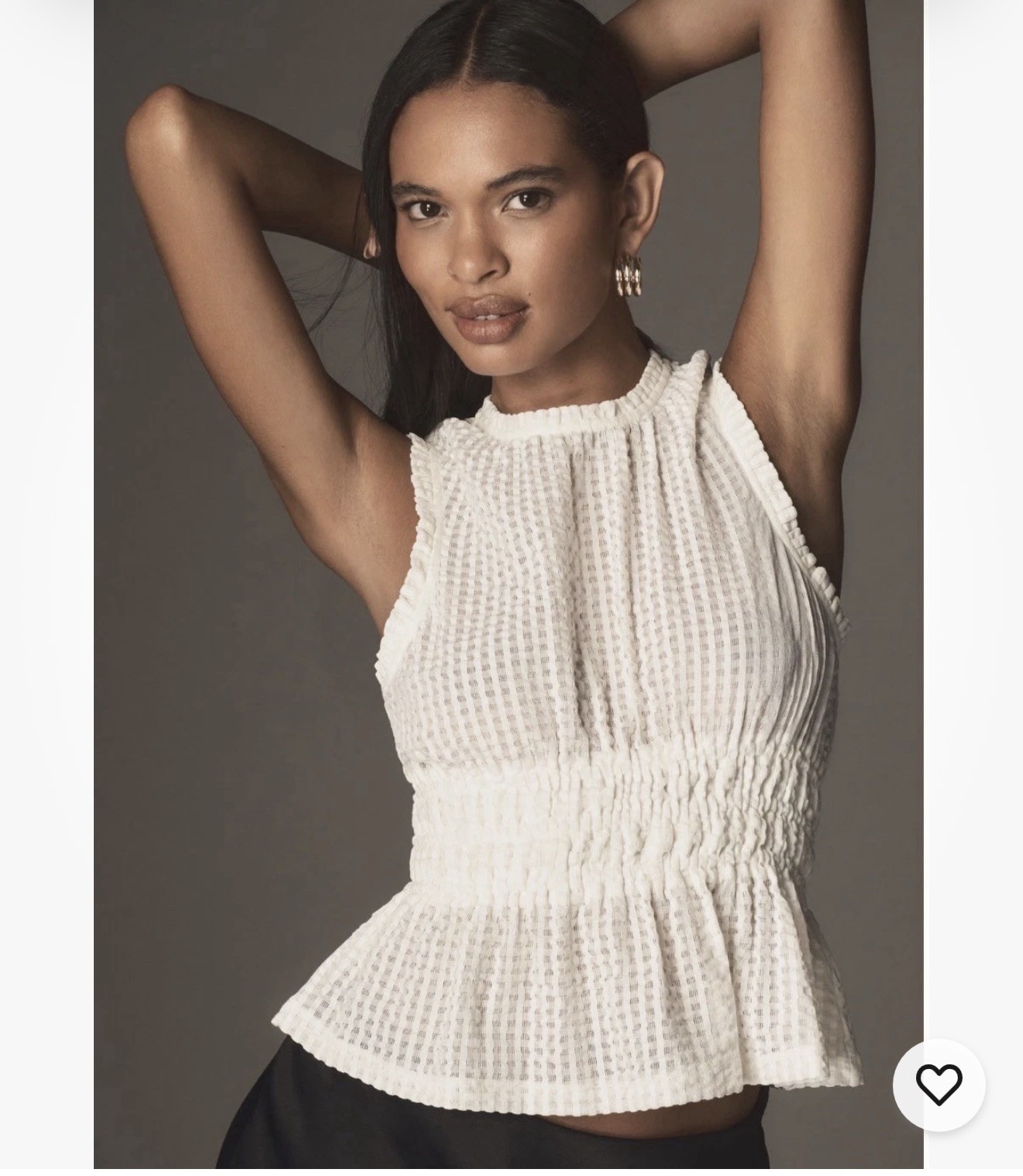 Maeve by Anthropologie Peplum Ivory Smocked Textured Sleeveless Top XL NWT