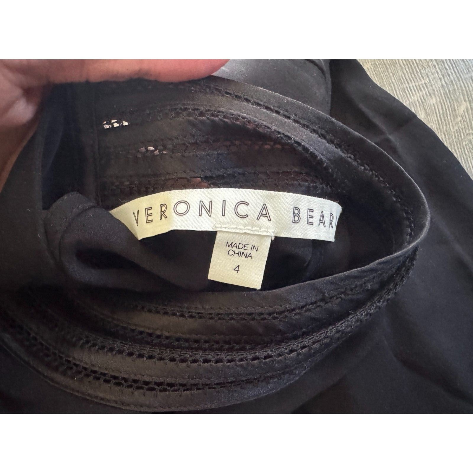 Veronica Beard Black Silk Bow Tie Back Choker V-Neck Sexy Chiffon Blouse Top 4