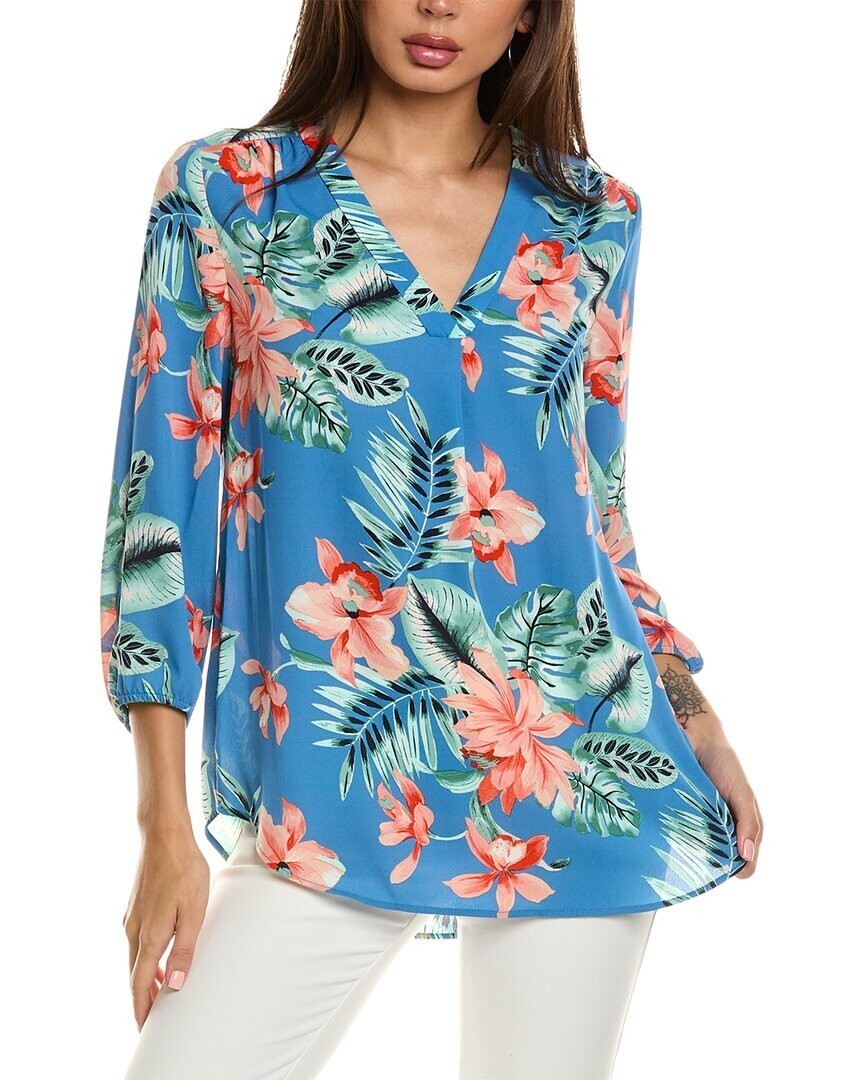 Jones New York Pleat Front Tunic-Blue Lagoon Multicolor-Small